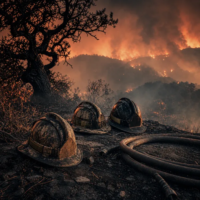 Three Helmets in the Smoke